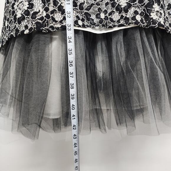 Cache Halter Lace Tulle Dress Size 6 Black Ivory Asymmetric Goth Prom Wedding - Picture 15 of 16